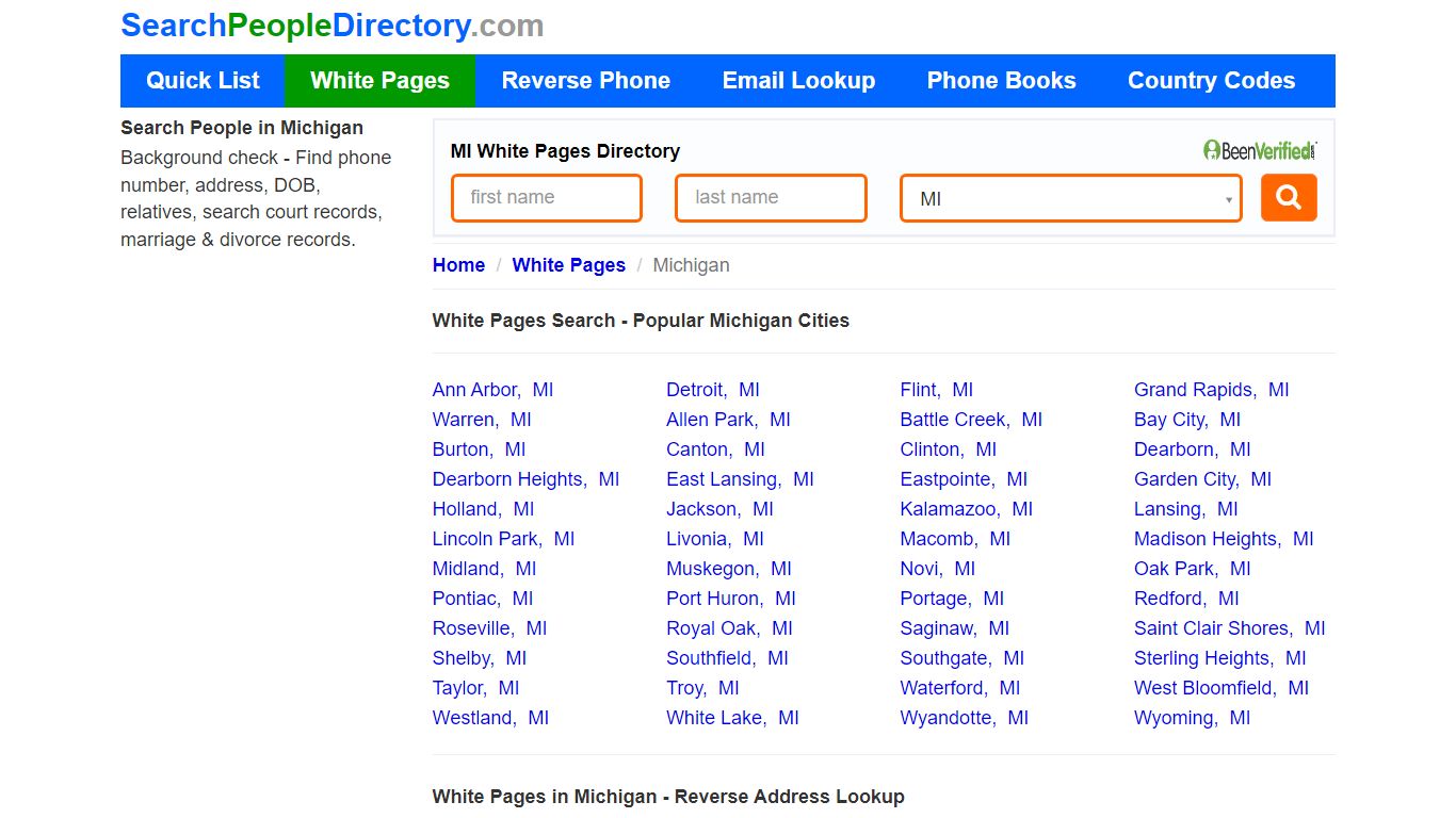 White Pages in Michigan, Find a Person, Local Directory